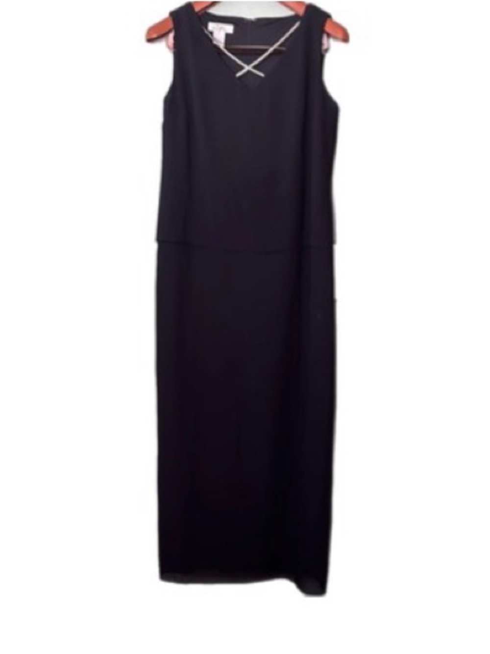 Patra black vintage classic neck rhinestones sleeveless formal gown dress